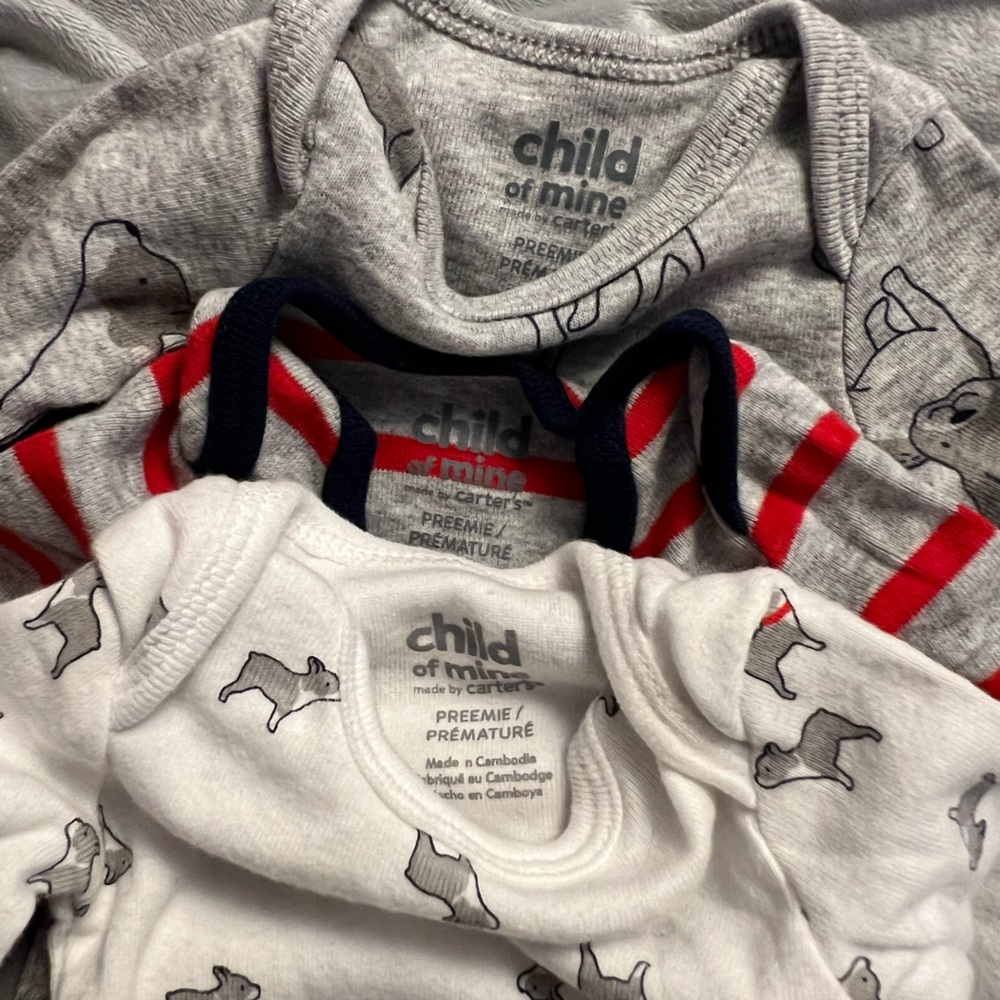 6c gently used preemie baby boy onesies pants sleeper clothes lot carters - Picture 12 of 16